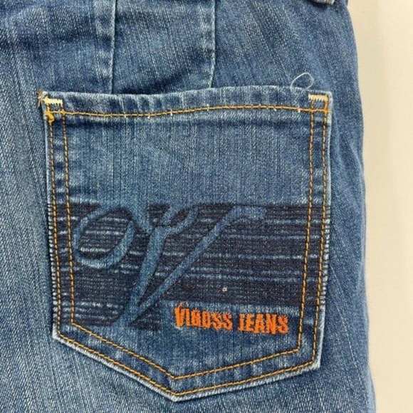Vigoss Womens Wide Leg Flare Retro Jeans Size 29 Y2K 90s Blue Low Rise Butterfly - Picture 4 of 11